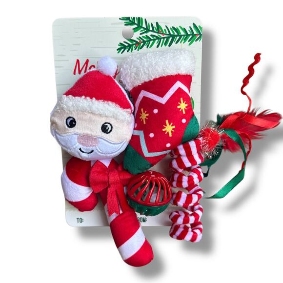 Merry & Bright 5 Pack Catnip Cat Toys Fuzzy Feather Teaser Spring Coil Kicker - Picture 2 of 4